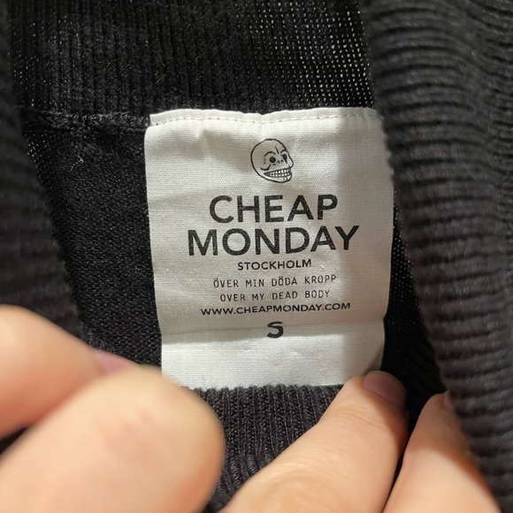 CHEAP MONDAY Distressed black turtleneck Size S/ fits Size 4 - Picture 4 of 10